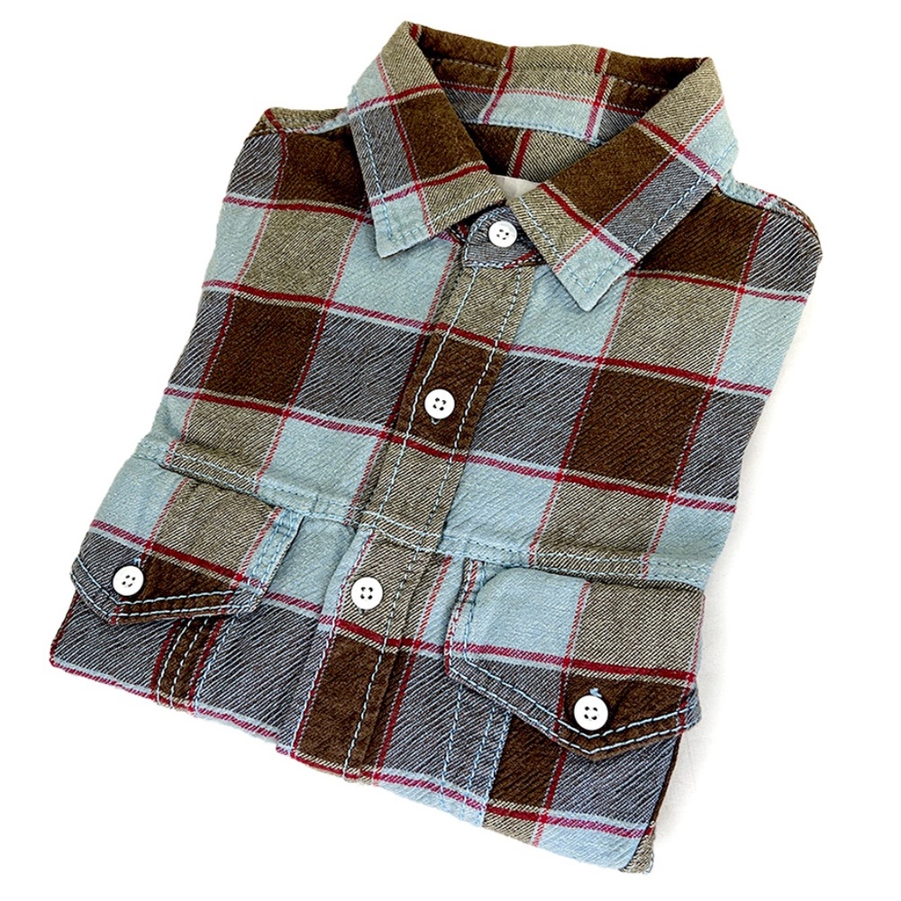 Blue & Brown Checked Vintage Barn Shirt from Japan
